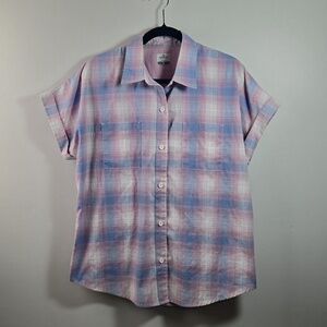 Ridgecut Toughwear Pink Plaid Shortsleeve Button-down Top